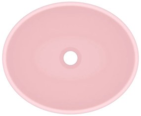 Lavatório luxuoso formato oval 40x33 cm cerâmica rosa mate