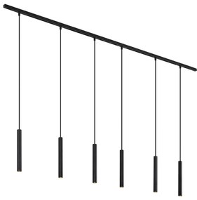 Modern railsysteem met 6 hanglampen zwart 1-fase - Slimline Keno