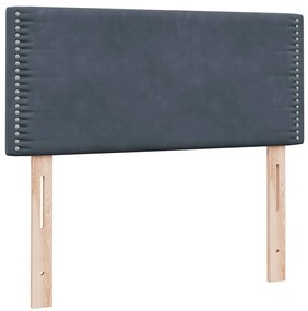 Cama com molas/colchão 90x220 cm veludo cinzento-escuro