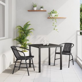 vidaXL Conjunto de Jantar de Jardim 3 Peças Rattan Plástico Preto