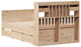 Cama com estante sem colchão 135x190 cm pinho maciço