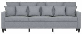 Sofá de 3 lugares 180 cm tecido cinza-claro