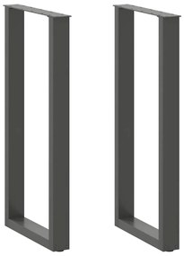 vidaXL Pés para mesa de bar em formato de U, 2 peças, antracite, 50x(100-101) cm, aço