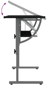 Secretária 110x53x(58-87) cm derivados madeira/aço preto/cinza