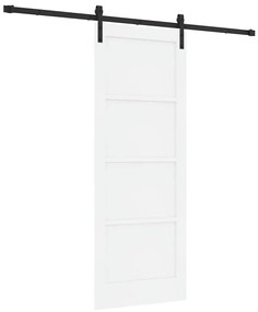 Porta Deslizante vidaXL com Acessórios Branca 78x202 cm Madeira Sólida