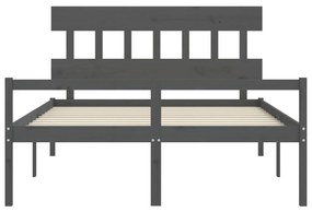 Cama para idosos king size com cabeceira madeira maciça cinza