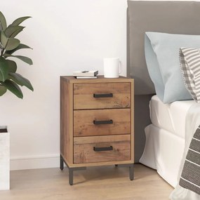 vidaXL Mesa de cabeceira 40x30x55 cm pinho reciclado maciço castanho