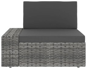 5 pcs conjunto lounge de jardim vime PE cinzento