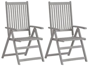 Cadeiras jardim reclináveis 2 pcs madeira acácia maciça cinza