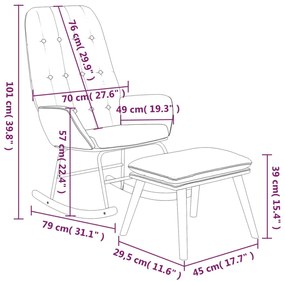 Cadeira de baloiço com apoio de pés tecido preto