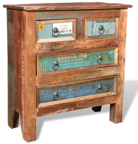 Armário com 4 gavetas madeira reciclada maciça