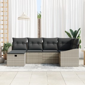 Conjunto de Sofás de Jardim de 6 Peças com Almofadas Cinza Claro em Ra