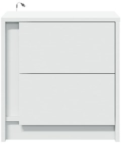 Mesas de cabeceira c/ luzes LED 2 pcs derivados madeira branco