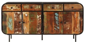 Aparador 140x35x70 cm madeira recuperada maciça e metal