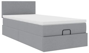 Cama otomana com colchão 100x200 cm tecido cinzento claro