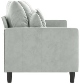 Sofá de 3 lugares 180 cm veludo cinzento-claro