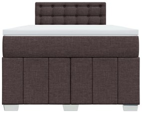 Cama boxspring com colchão 120x190 cm tecido castanho-escuro