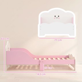 Cama infantil 70 x 140 cm, cama infantil com barreira de segurança e base de ripas de madeira, cor-de-rosa (colchão não incluído)