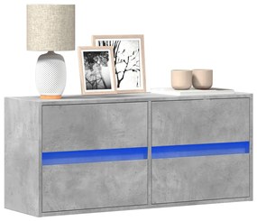 vidaXL Móvel de parede p/ TV c/ luzes LED 100x31x45cm cinzento cimento