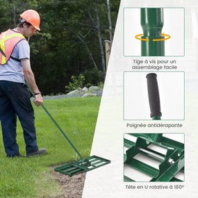 Ancinho nivelador de gramado de 42 x 10 polegadas com cabo ergonômico - preto