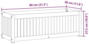 Vaso/floreira de jardim 80x30x27,5 cm acácia maciça e aço