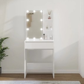 808834 vidaXL Toucador com LEDs 60x40x140 cm branco brilhante