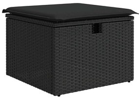 Conjunto de Sofá de Jardim 7 Peças com Almofadas Pretas em Rattan Sint