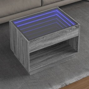 Mesa de centro luzes LED Infinity 70x50x50 cm cinzento sonoma