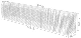 Canteiro elevado/cesto gabião 540x90x100 cm aço galvanizado