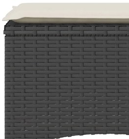 Sofá de jardim de 2 lugares com mesa e bancos vime PE preto