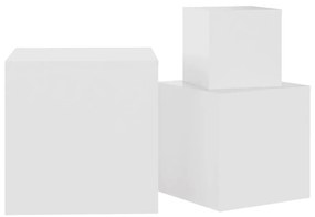 Mesas de apoio 3 pcs derivados de madeira branco