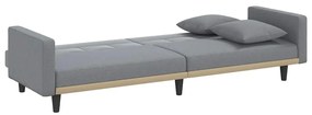 Sofá-cama com almofadões tecido cinzento-claro