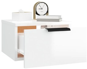 Mesas de cabeceira parede 2 pcs 34x30x20 cm branco brilhante