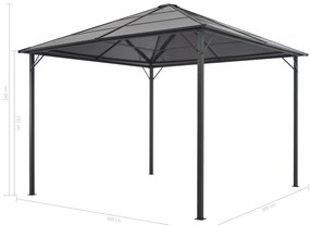 Gazebo com telhado de alumínio 3x3 m antracite