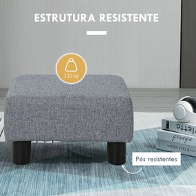 Apoio para os Pés de Sala de Estar Banco Retangular com Estrutura de Madeira para Sala de Estar 40x30x24 cm Cinzento