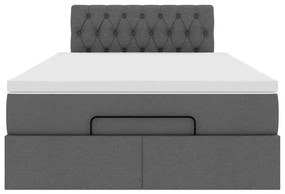 Cama otomana com colchão 120x200 cm tecido cinzento escuro