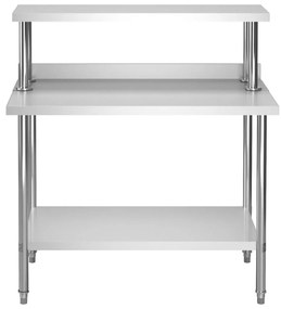 Mesa trabalho cozinha c/ prateleira 120x60x120cm aço inoxidável