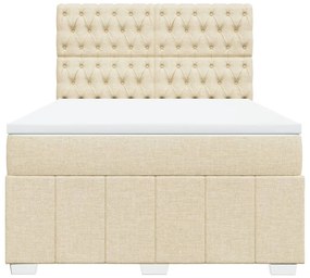 Cama com molas/colchão 140x190 cm tecido cor creme
