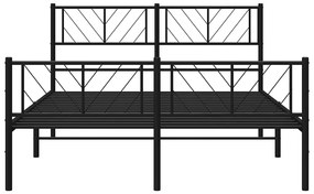 Estrutura de cama com cabeceira e pés 135x190 cm metal preto