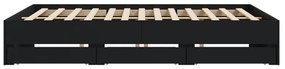 Estrutura de cama c/ gavetas 200x200 cm derivados madeira preto