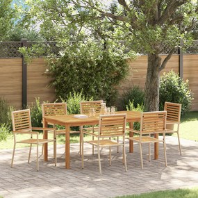 Conjunto de Jantar de Jardim de 7 Peças vidaXL Bege Poli Rattan Acácia