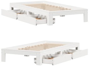 Cama sem colchão 90x200 cm madeira de pinho maciça branco