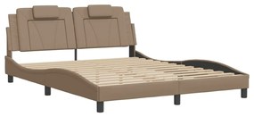 Estrutura cama cabeceira 160x200 cm couro artificial cappuccino