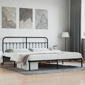 Estrutura de cama com cabeceira 193x203 cm metal preto