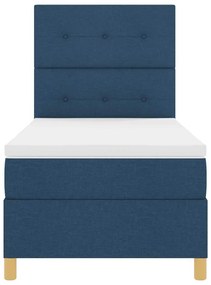 Cama Box com Colchão &amp; LED Azul 100x200 cm em Tecido