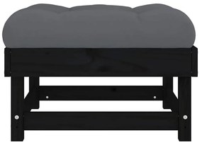 Apoio de pés p/ jardim c/ almofadão pinho maciço preto