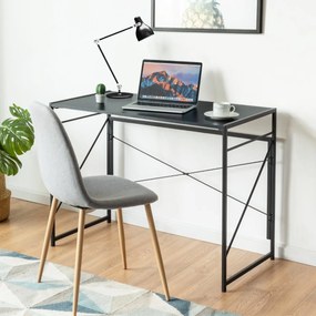 Mesa dobrável para computador Mesa de estudo moderna e simples com estrutura de metal 100 x 50 x 75 cm Preto