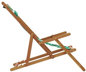 Cadeiras de praia dobráveis 2 pcs tecido/madeira padrão folhas