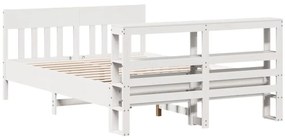 Cama sem colchão 150x200 cm madeira de pinho maciça branco