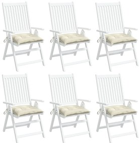 Almofadões de cadeira 6 pcs 50x50x7cm tecido oxford branco nata